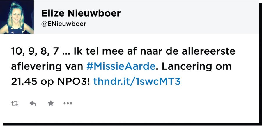 Missie Aarde - afteltweet Twitter - Johnny Wonder